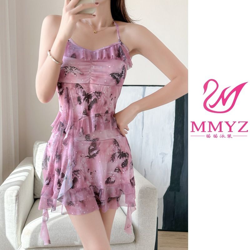 溫泉泳衣女裝兩件套 小清新遮肚顯瘦 學生時尚泳裝- 89032灰色 L【適合100-110斤】