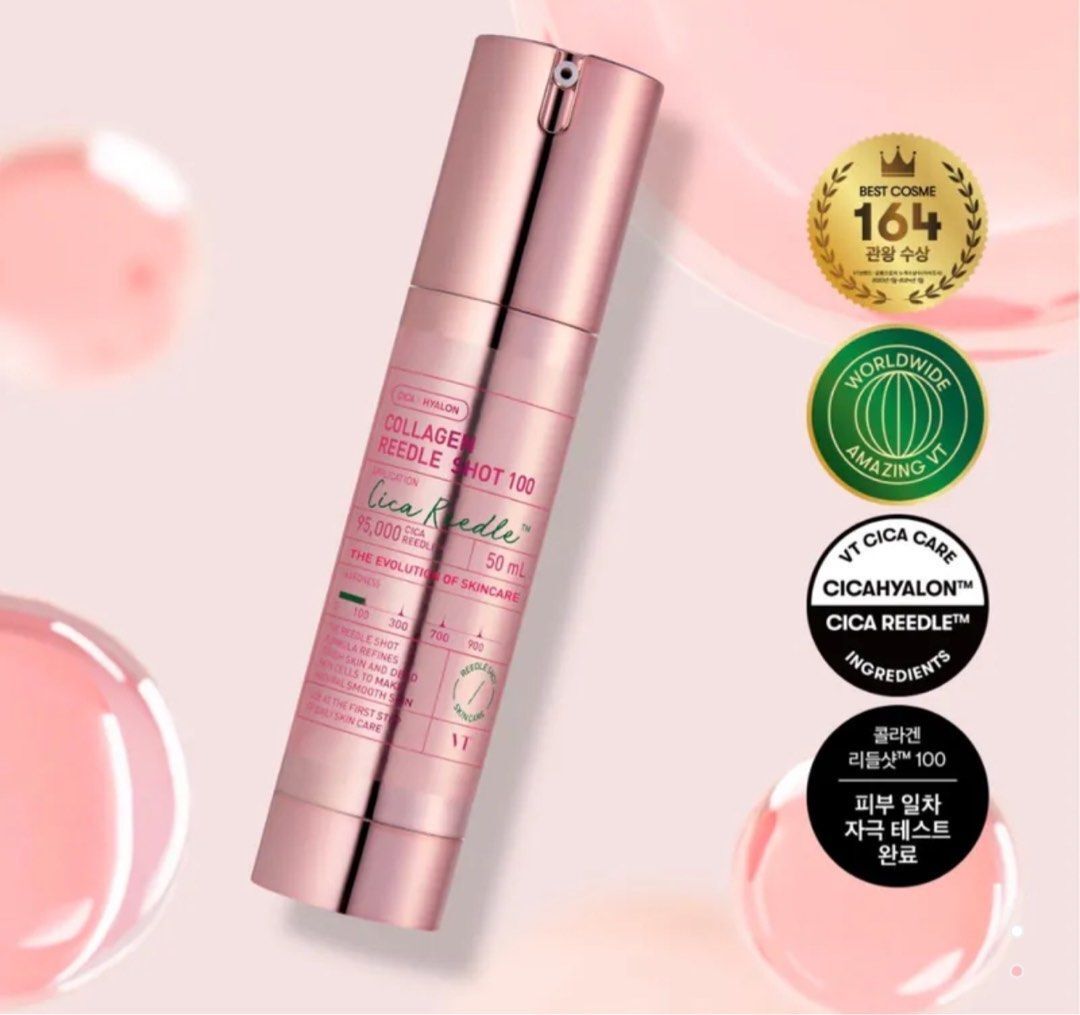 VT | 韓國 VT cosmetics Reedle Shot 100 膠原蛋白塗抹式微針100導入精華 粉紅色 緊致抗皺 平行進口 ...