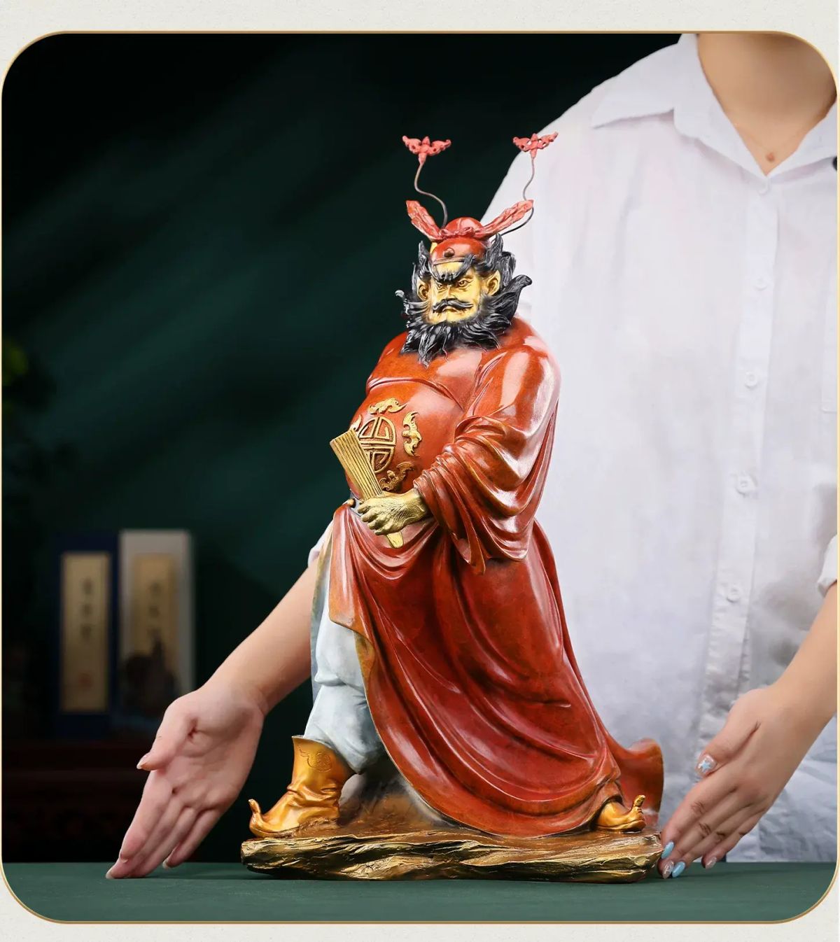 內地直送| 熱款黃銅鐘馗神像擺件彩繪天師鍾馗賜福家居客廳人物工藝品
