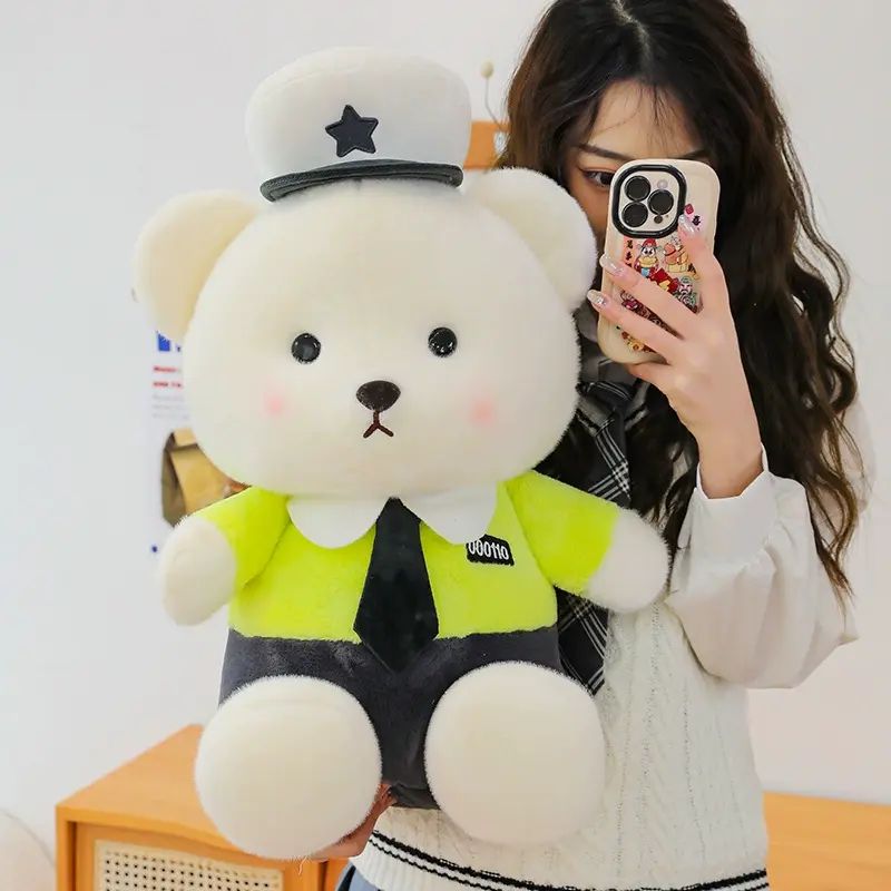 警察小熊可爱毛绒玩具|卡通熊娃娃创意公仔|交通警职业节日宣传（平行进口）