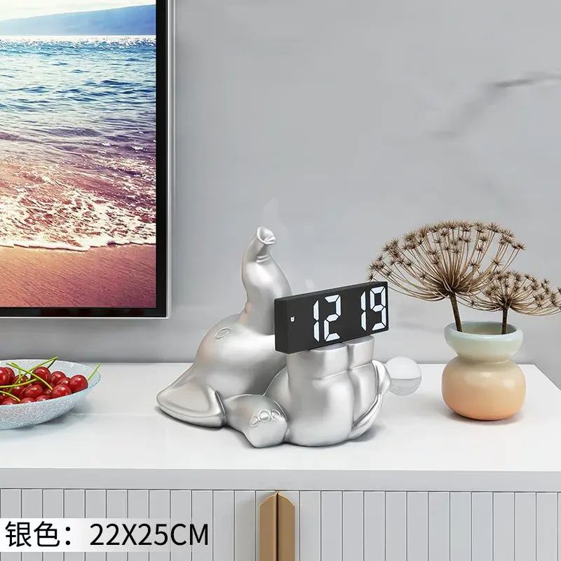 可爱卡通时钟摆件客厅玄关卧室床头钟表台式摆放式桌面智能电子钟