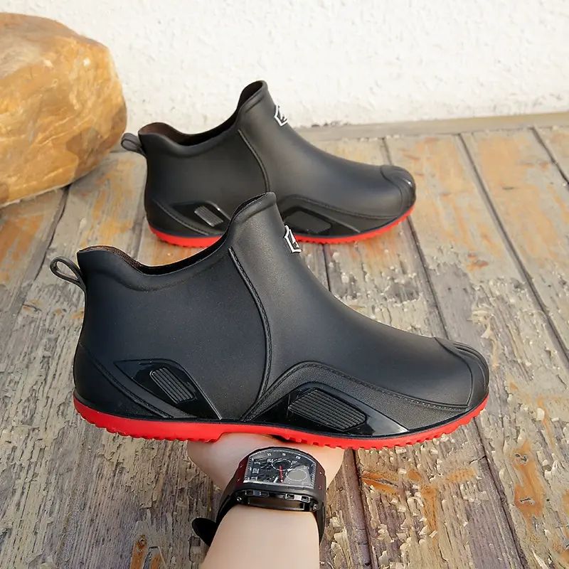 新款時尚短筒水鞋 四季外穿防水防滑釣魚雨鞋男款