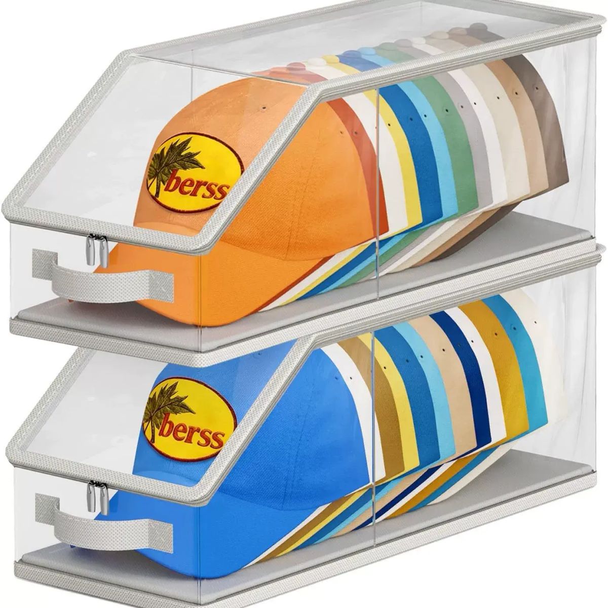 PVC Visible Storage Box Zipper Hat Dustproof Large Capacity Stackable Baseball Cap