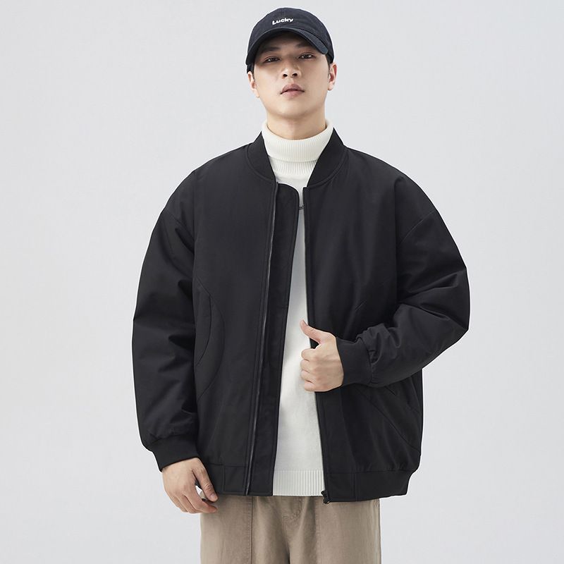 男装美式cleanfit立领飞行员夹克外套男高级感棒球领棉服