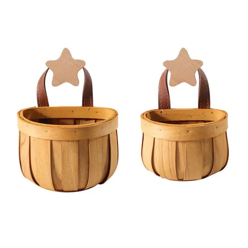 廚房蒜薑收納薑蒜掛籃小籃子手工編織竹編籃裝飾筐壁掛式家用掛鉤