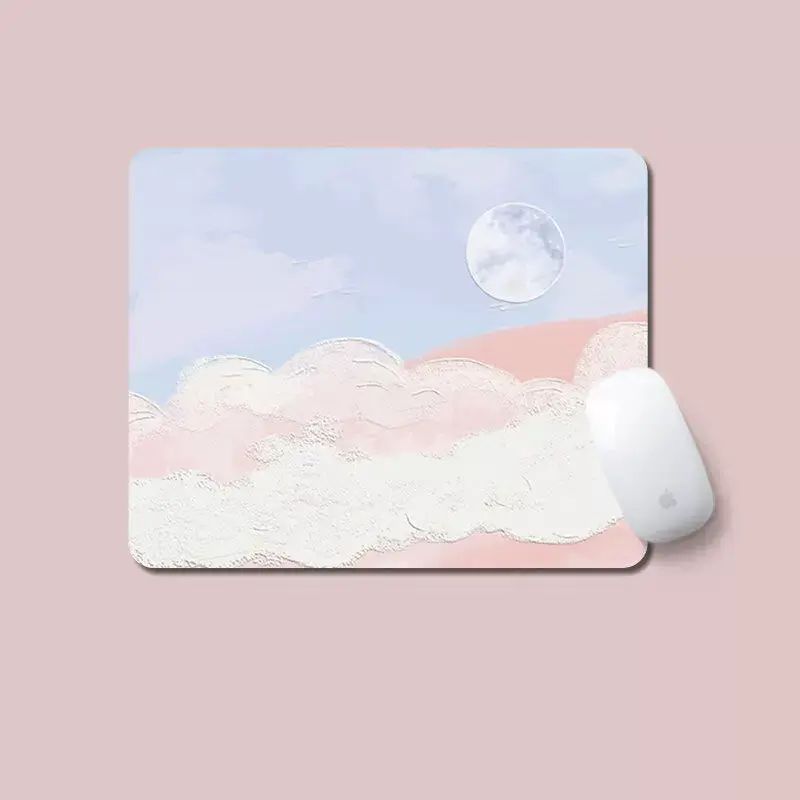 Moon Cloud Mouse Pad, 5mm Thick Anti-Slip Stain Resistant Edge-Locked Desk & Coaster Mat