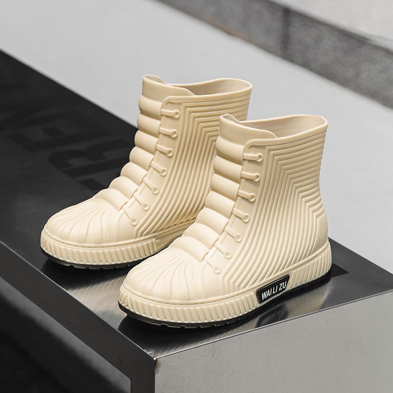 加厚防水防臭雨靴 男女中筒軟底透氣膠鞋 韓版時尚成人雨鞋- 555情侶款黑色紅底【無絨】 37 碼