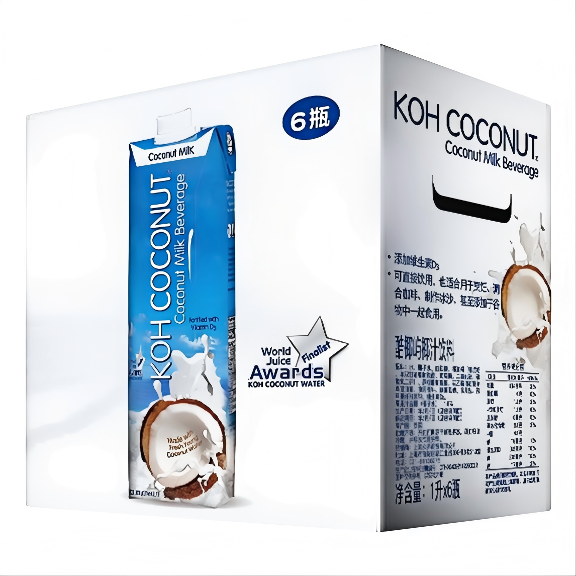 Costco開市客KOH酷椰嶼椰奶飲料1L*6瓶泰國生榨椰汁0防腐劑植物蛋白乳平行進口