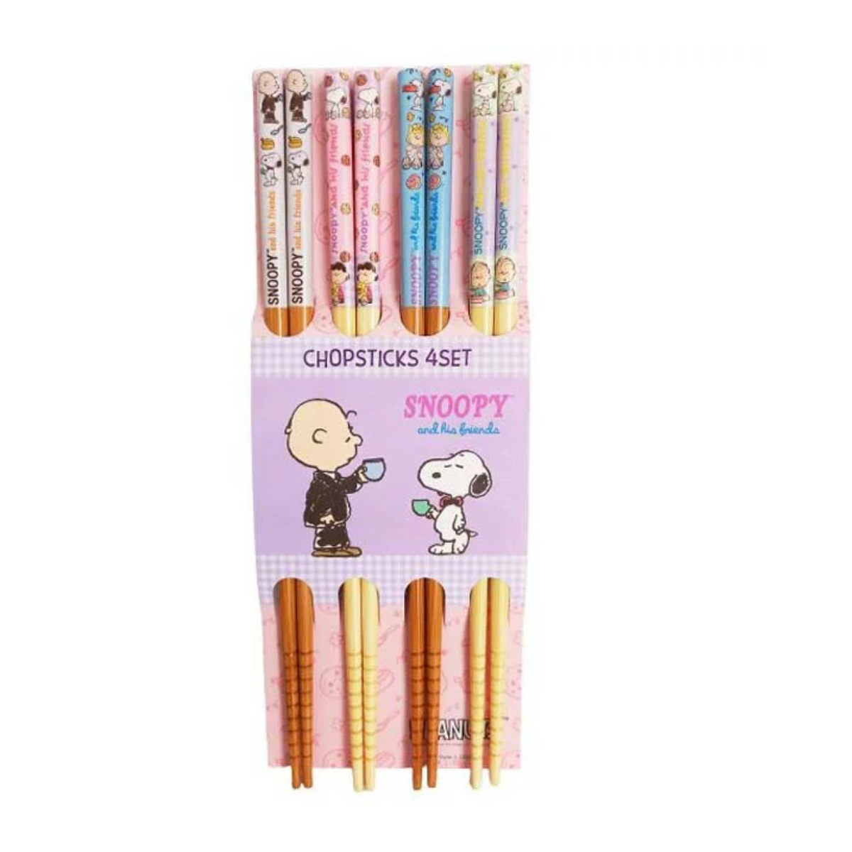 (Clearance )Snoopy Chopsticks Bamboo set of 4 chopstick non slip chop stick Parallel Import -Charlie