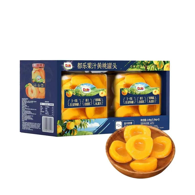 山姆會員商店正品 都樂 果汁黃桃罐頭2.4kg（1.2kgX2罐） 罐頭食