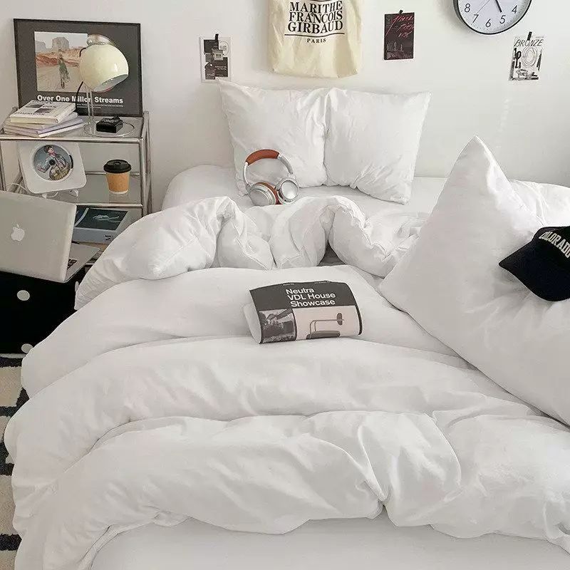 床品四件套水洗棉床单罩四季磨毛 三件套学生宿舍