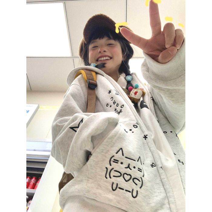 A complete set of autumn-winter salt-and-pepper active and youthful casual wear  including -hoodie M