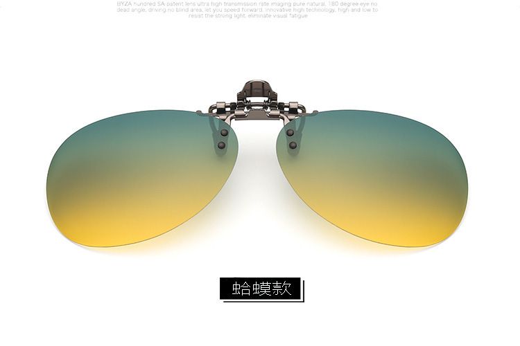 防UV偏光太陽鏡夾片 男女通用 駕駛專用 近視眼鏡夾片 時尚墨鏡- 中號茶色 偏光