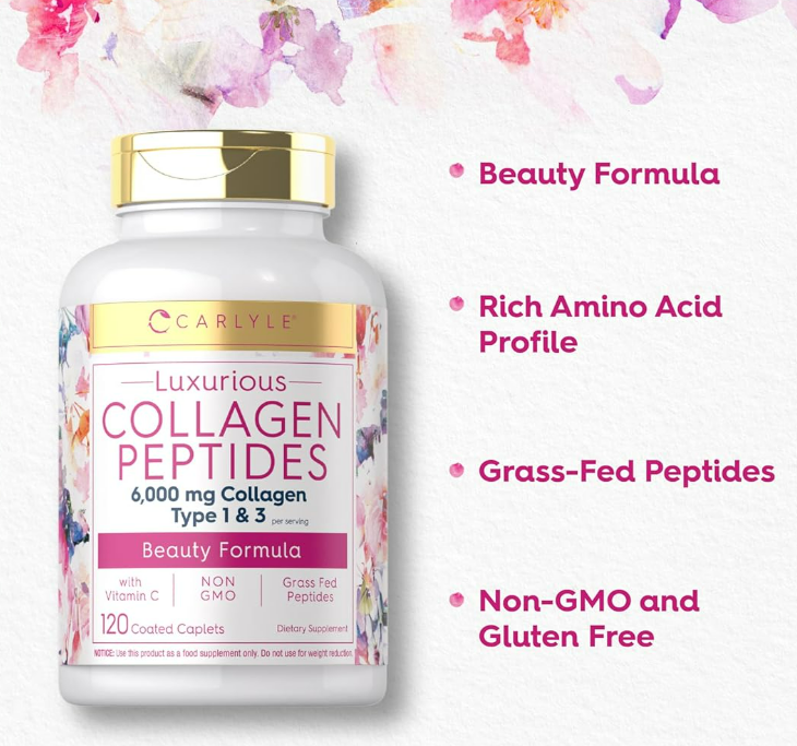 Type 1 & 3 Luxurious Collagen Peptides 6000mg 120 Coated Caplets - EXP: 2027.11
