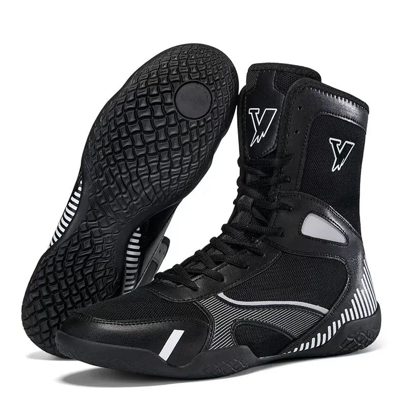 男士專業拳擊鞋高幫散打格鬥訓練鞋防滑透氣耐磨泰拳搏擊比賽專用