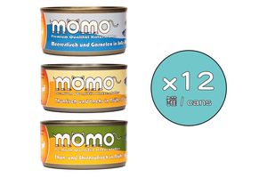 momo - 補水系列＂海鮮＂組合／成貓罐頭 80g x 12罐／隨機混合口味