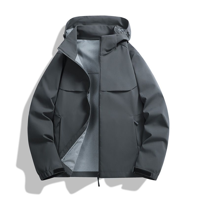 冲锋衣男士春季新款户外防风防水夹克情侣款纯色百搭机能登山服男