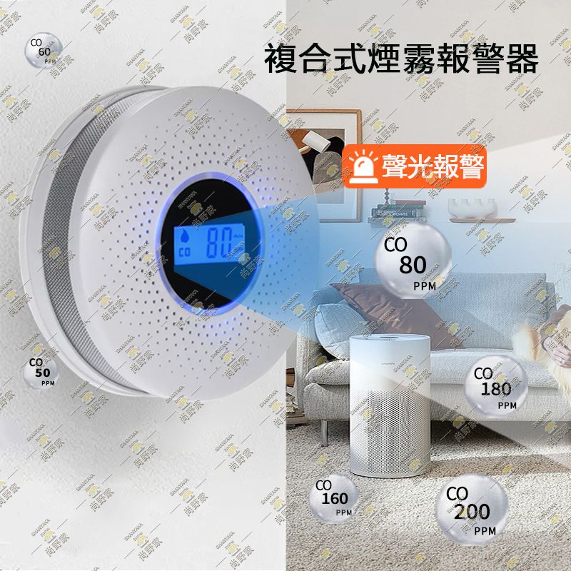 Compound smoke alarm【acousto-optic alarm | with liquid crystal display screen】 - HP1039