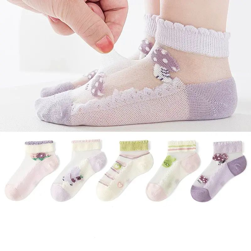 Ice Silk Boat Socks – Six-Toe Mouse Spring/Summer Thin Socks -30E Bunnies Jelly Shoes (Ult