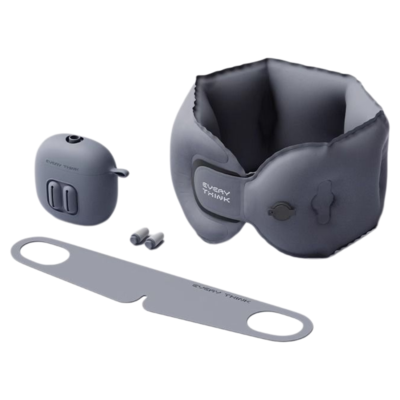 睡洞U型枕便攜可折疊按壓式充氣u型枕頭護頸充氣枕套裝