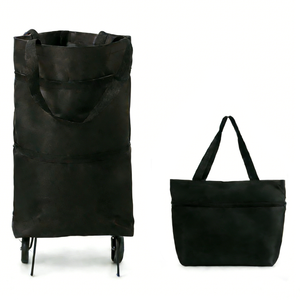  [贈品]可折疊拖輪購物車-黑色 BG2671 (購物袋+購物車兩用) 