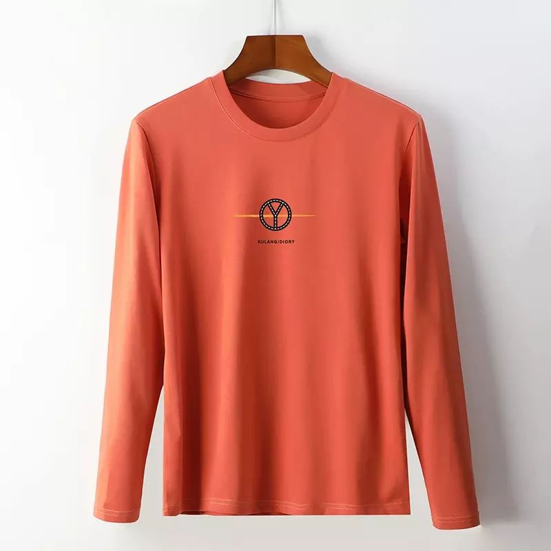 简约干净不单调，230G重磅长绒棉圆领长袖T恤男士内搭柔软打底衫