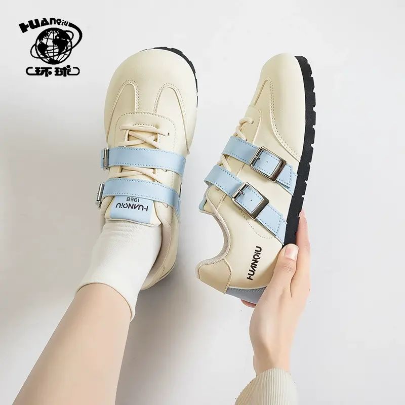 环球树莓粉德训鞋女2025夏季新款百搭潮流轻便防滑休闲板鞋ins潮