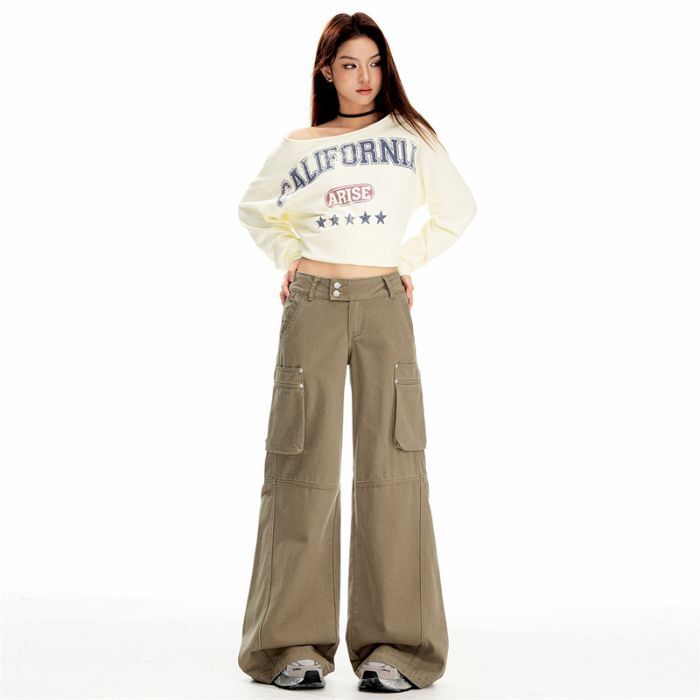 Caramel Cotton High-Waisted Spicy Dot Zipper Work Jeans for Women Pure Color America-Coffee pants XS