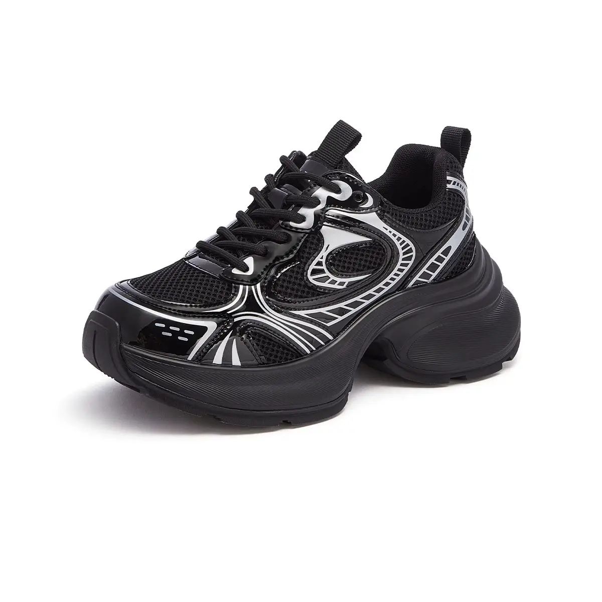 骆驼银熠老爹鞋女鞋2025秋季新款厚底银色运动鞋女增高复古休闲鞋