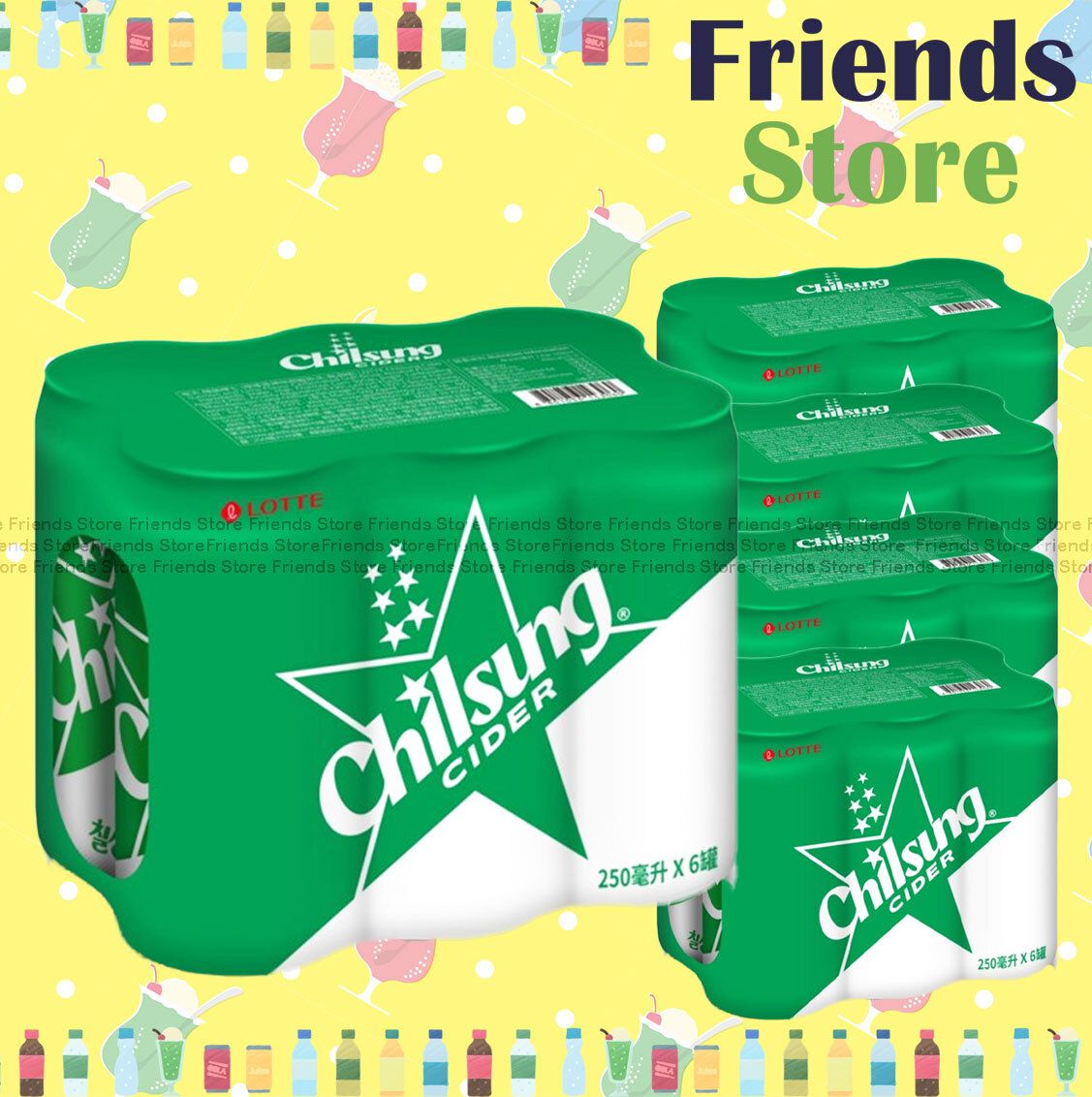 [原箱] 罐裝 韓國檸七汽水飲品 (250毫升 X 6 X 5) 