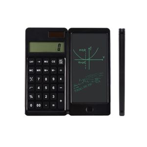 太陽能計算器手寫板學習辦公便攜摺疊液晶寫字板（黑色）