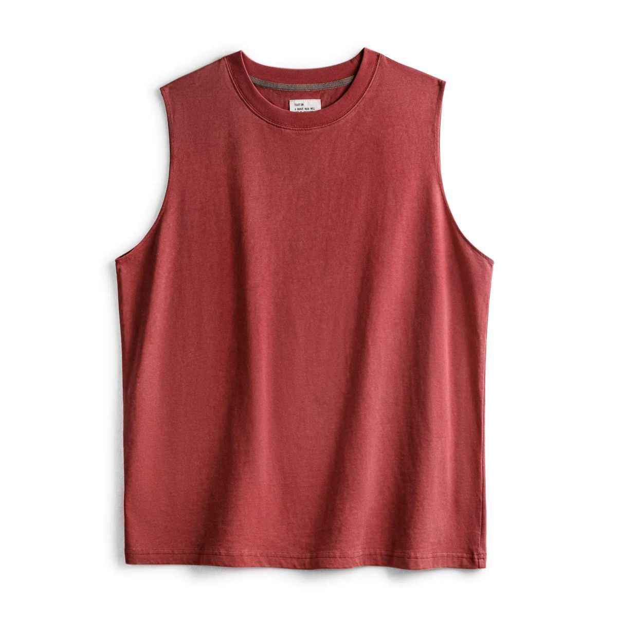 马登工装美式红色背心痞帅潮流外穿纯棉健身坎肩砍袖无袖T恤男夏