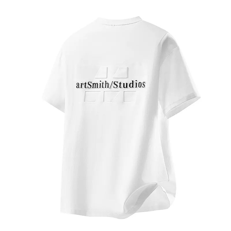 潮牌短袖T恤男夏季2025新款立体浮雕压印上衣舒适百搭薄款半袖t恤