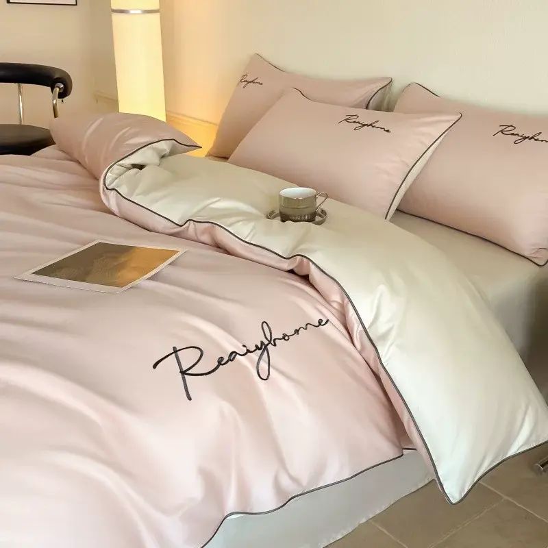 120支新疆长绒棉四件套全棉刺绣被套纯棉裸睡床单床笠款床品