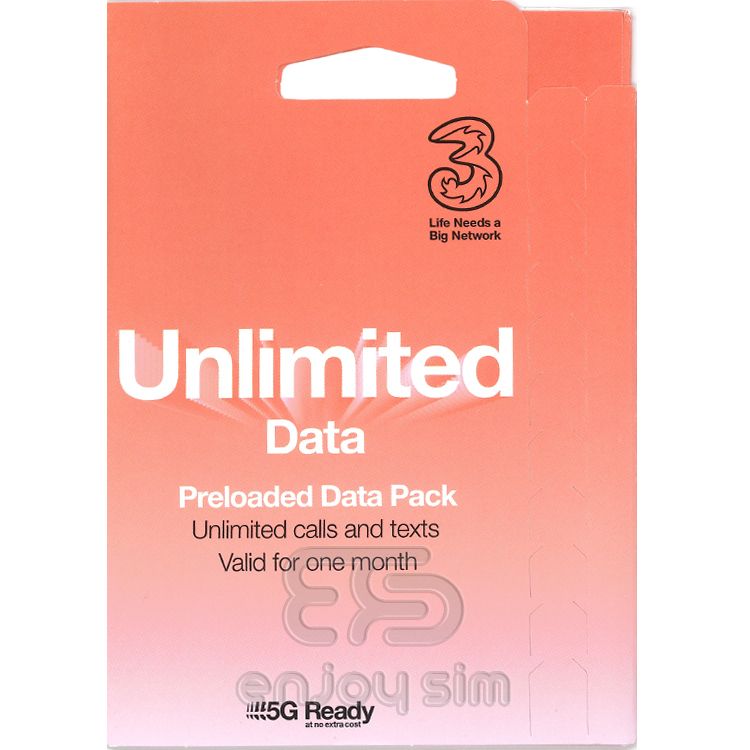 3UK【1個月無限數據】英國及歐洲70+國家地區 5G/4G上網卡數據卡SIM咭 S26