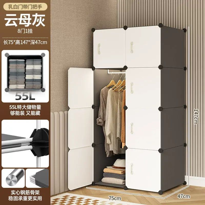 简易衣柜卧室家用组装小衣橱出租房用经济型单人布衣柜小户型收纳