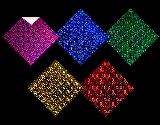 星空摺紙彩紙 兒童手工專用 雙面珠光印花 千紙鶴摺紙材料- 鐳   射    紙15cm【50張】 均碼