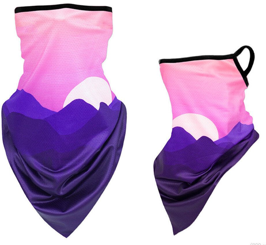 冰絲掛耳面罩三角巾脖套網眼防風圍脖（落霞漫天）（均碼43cm*25cm）