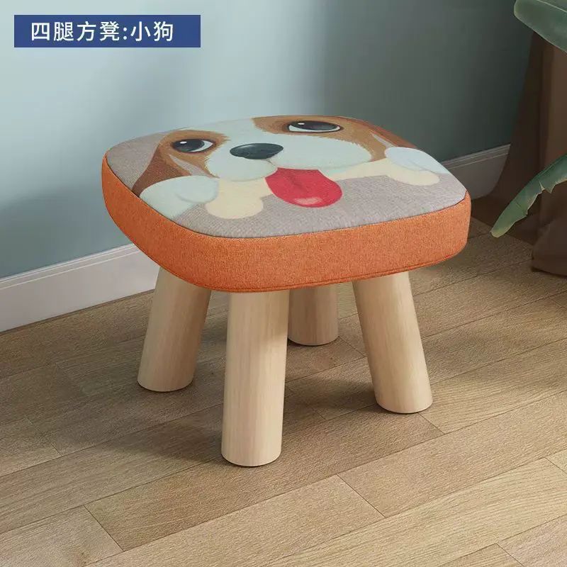 Cartoon Creative Dining Small Stool Solid Wood Round Low Stool