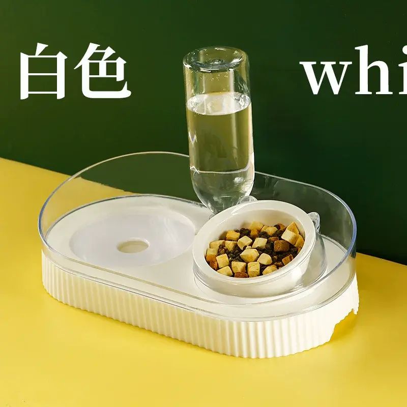 塑膠狗碗雙碗自動飲水防打翻食盆寵物碗可愛貓飯盆貓碗寵物碗批發