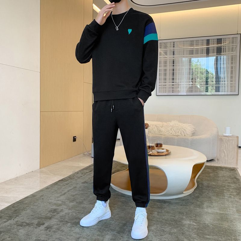 优质新款男士套装青年学生两件套男装休闲运动套装一整套卫衣全套