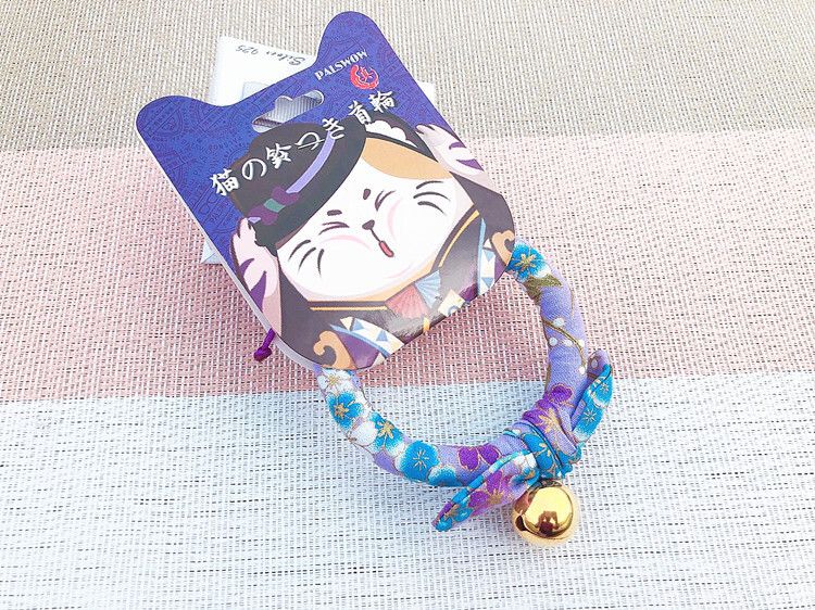 日式和風項圈 貓鈴鐺 蝴蝶結項圈 頸圈 (紫色花朵尺碼S)[平行進口]