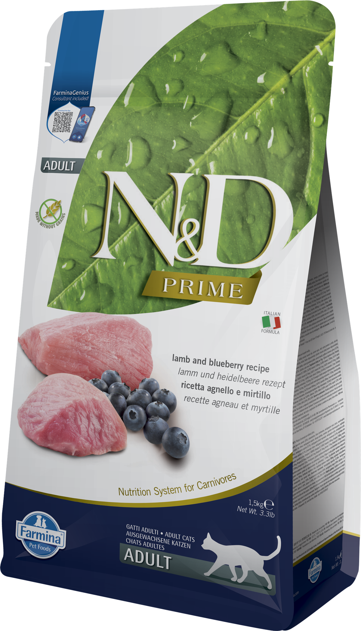 N&D天然頂級無穀系列貓糧 羊肉藍莓 1.5kg 成貓適用