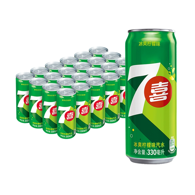 百事330ml*24七喜檸檬味330*24細長罐汽水碳酸飲料整箱7喜平行進口