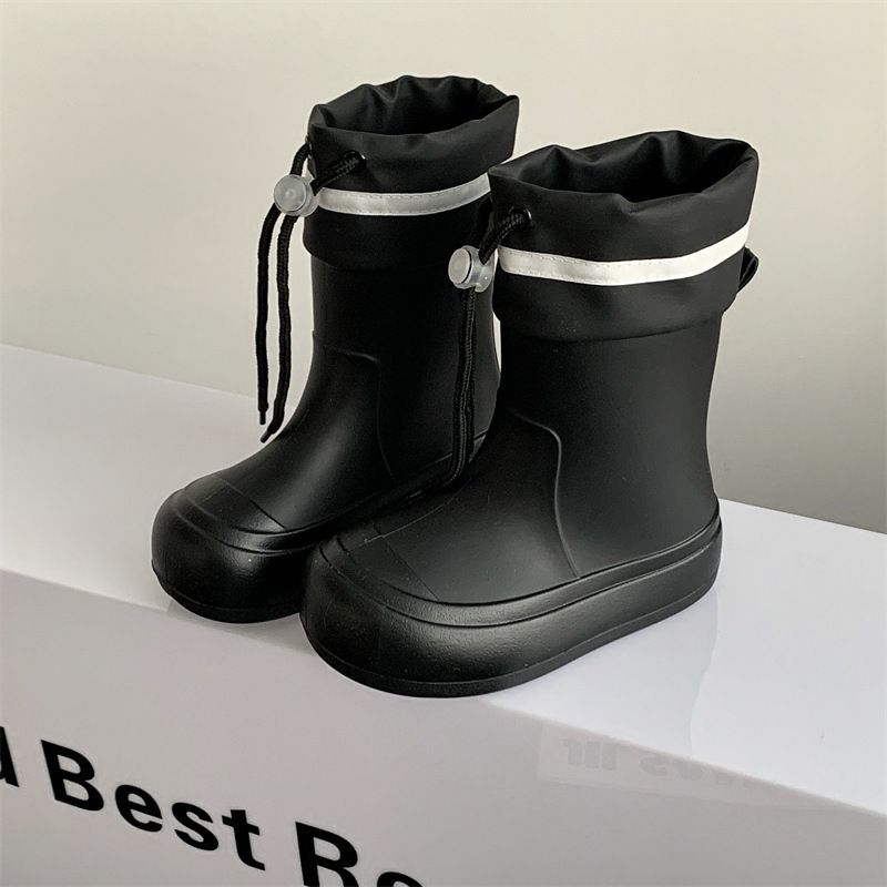 Summer cute children's rain boots, non-slip mid-calf rain shoes-Black 28-29 (Internal length 185mm)