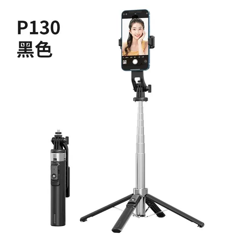 P130 Bluetooth Selfie Stick with Four-Leg Dragon Bone Stable Support 1.3m Live Streaming Stand