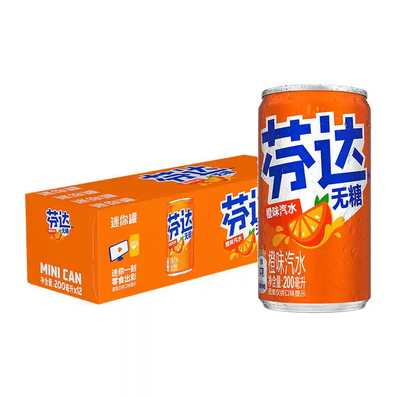 芬達碳酸飲料無糖迷你罐200ml*12罐整箱汽水平行進口