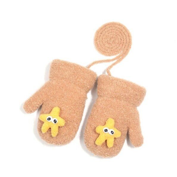 加厚防風連指保暖手套(建議1-4歲  DR41 ；駝色)