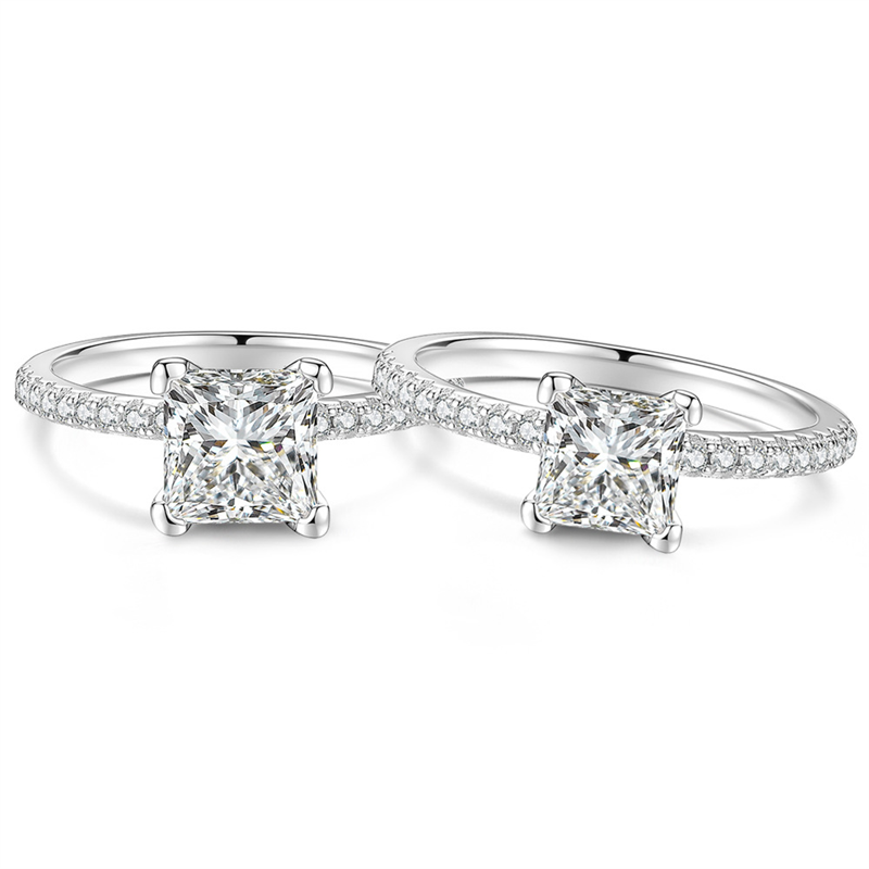 S925 Silver Square Moissanite Ring