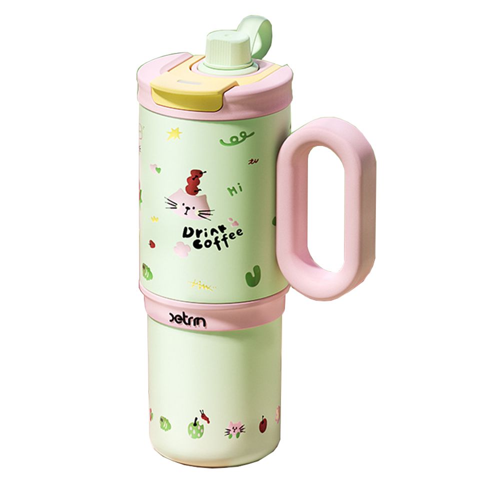 保溫杯 高顏值可愛水杯子 車載保溫杯 戶外保溫杯 316不銹鋼 保溫鎖冷 咖啡杯900ML（送禮自用）